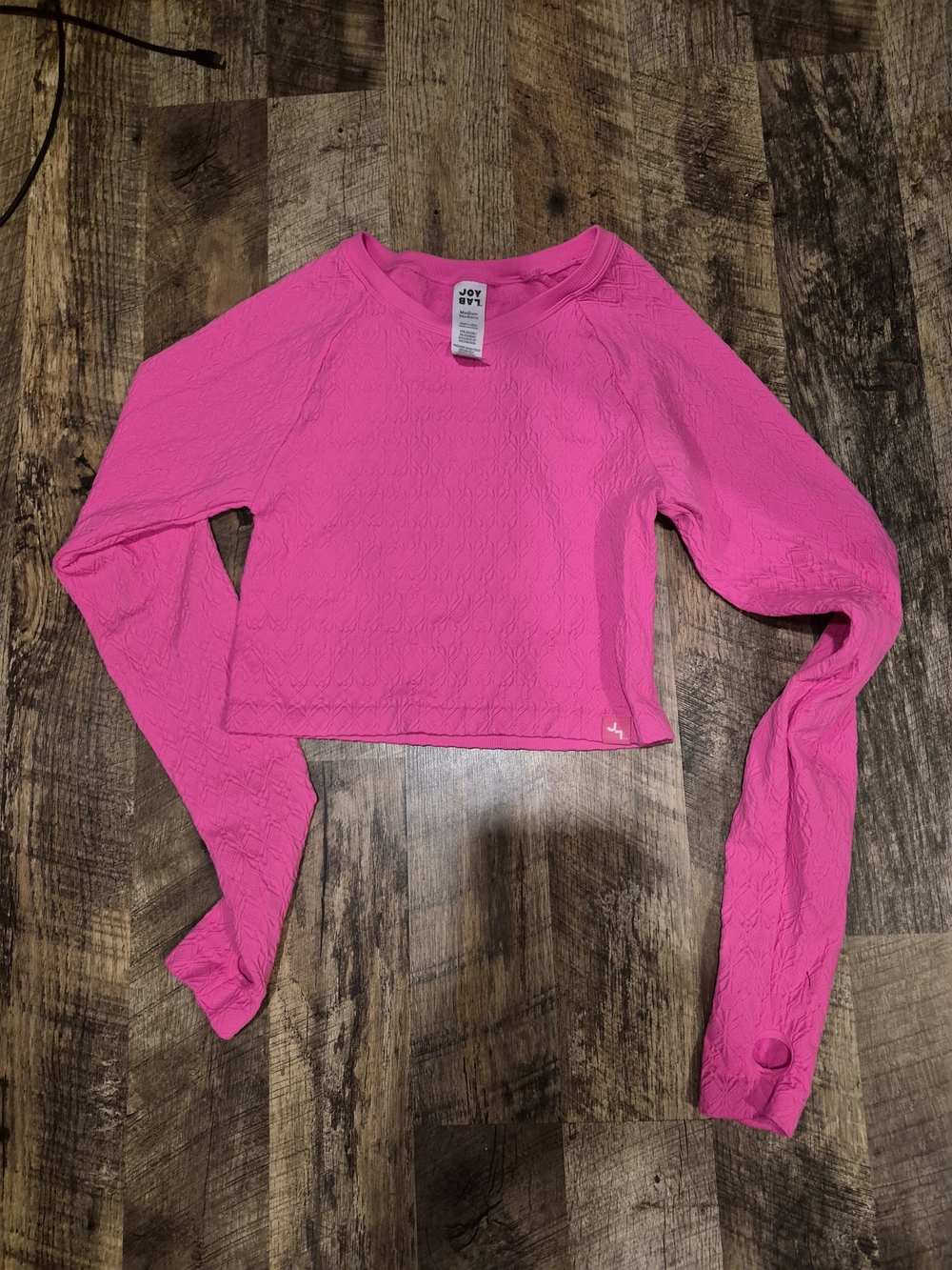 JoyLab Hot Pink Long Sleeve Cropped Top